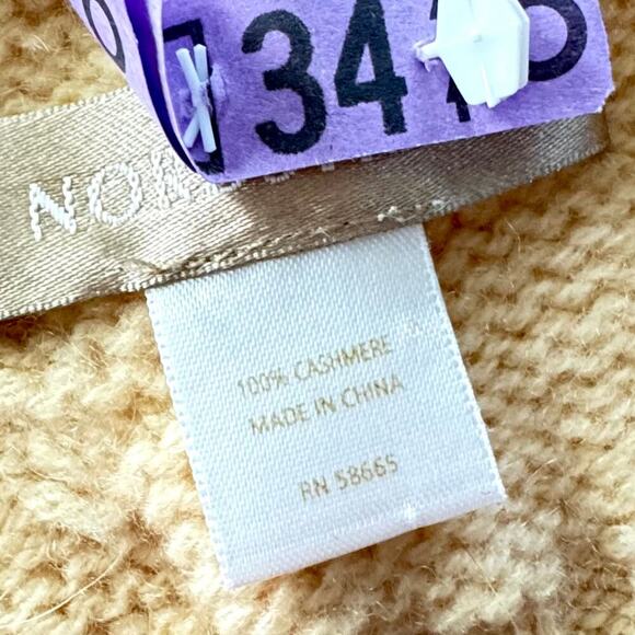 100% Cashmere Scarf Butter Yellow Cable Knit Nordstrom 8.5x62” SOFT - Picture 3 of 4